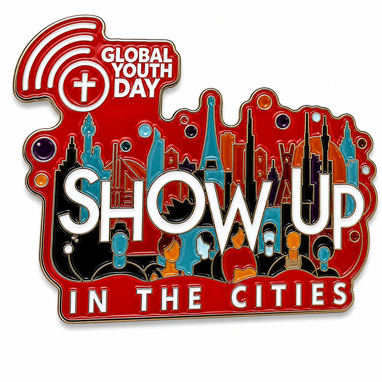 Global Youth Day Pin  “Show Up in the Cities” (Multi-Colour Editions)